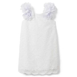 Janie and Jack White Bloom Appliqué Lace Dress 12-18M